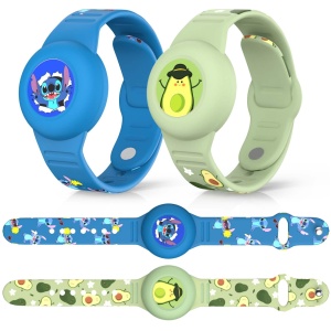 Bracelet enfant étanche AirTag, dessin animé réglable silicone souple anti-perte
