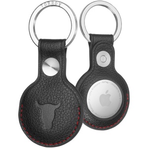 Porte-Clés AirTag en Cuir TORRO avec Anneau Métal Brossé Noir