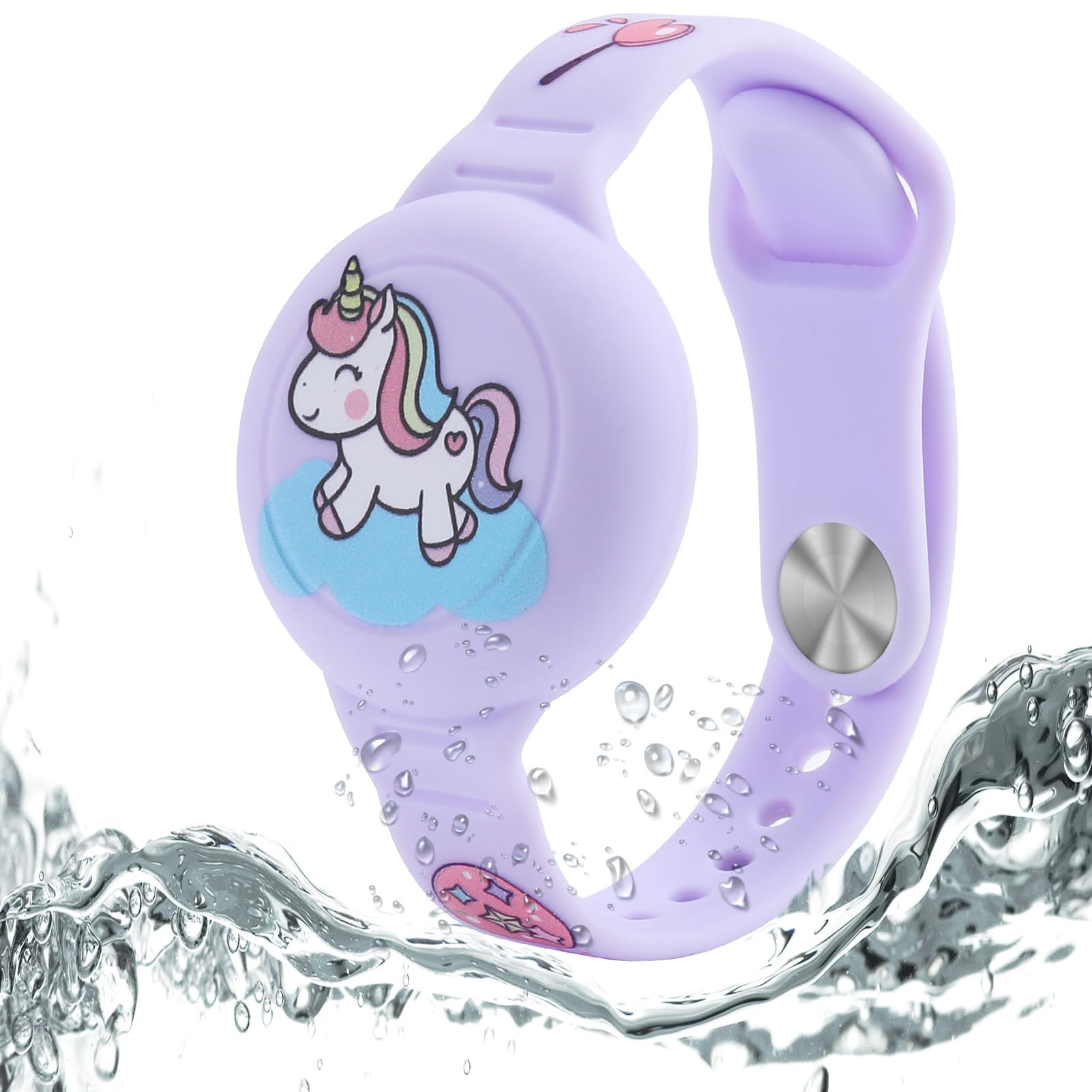 Bracelet Enfant AirTag Étanche Cheval Violet