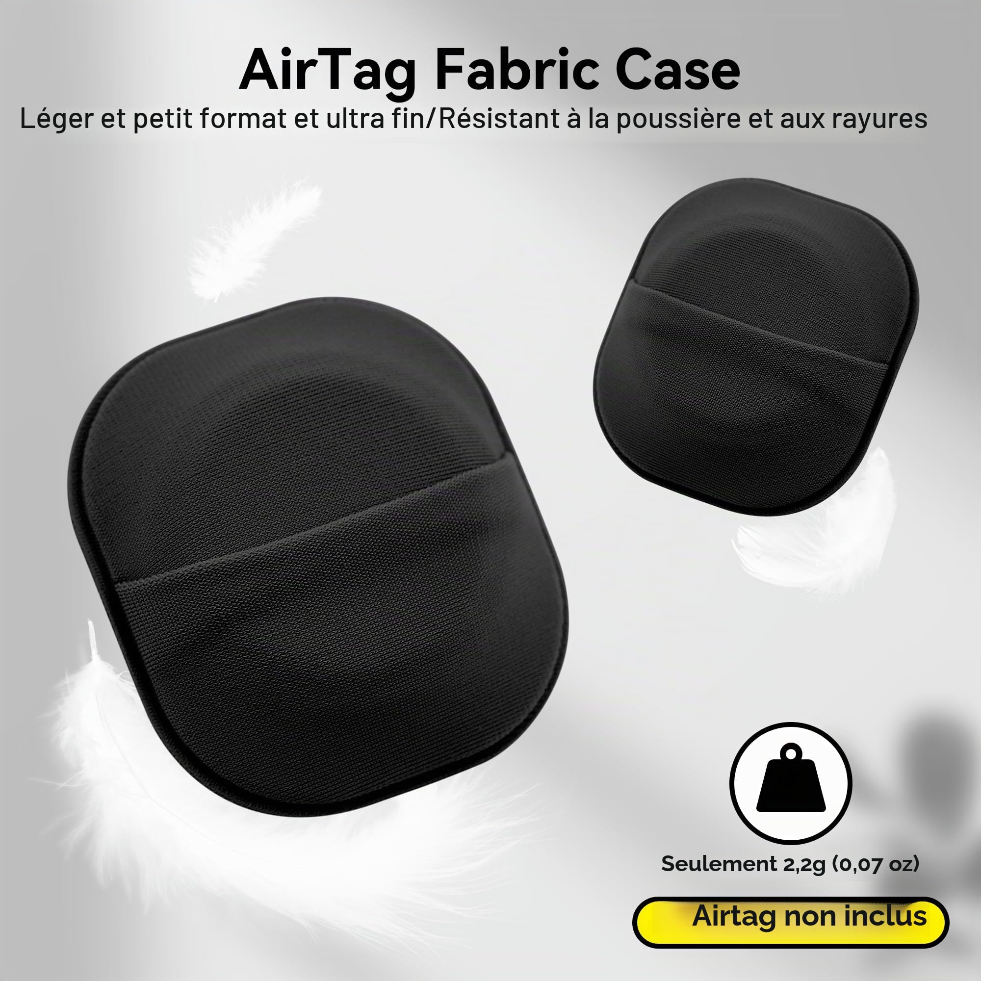 Lot de 2 supports adhésifs AirTag en tissu noir – Image 7