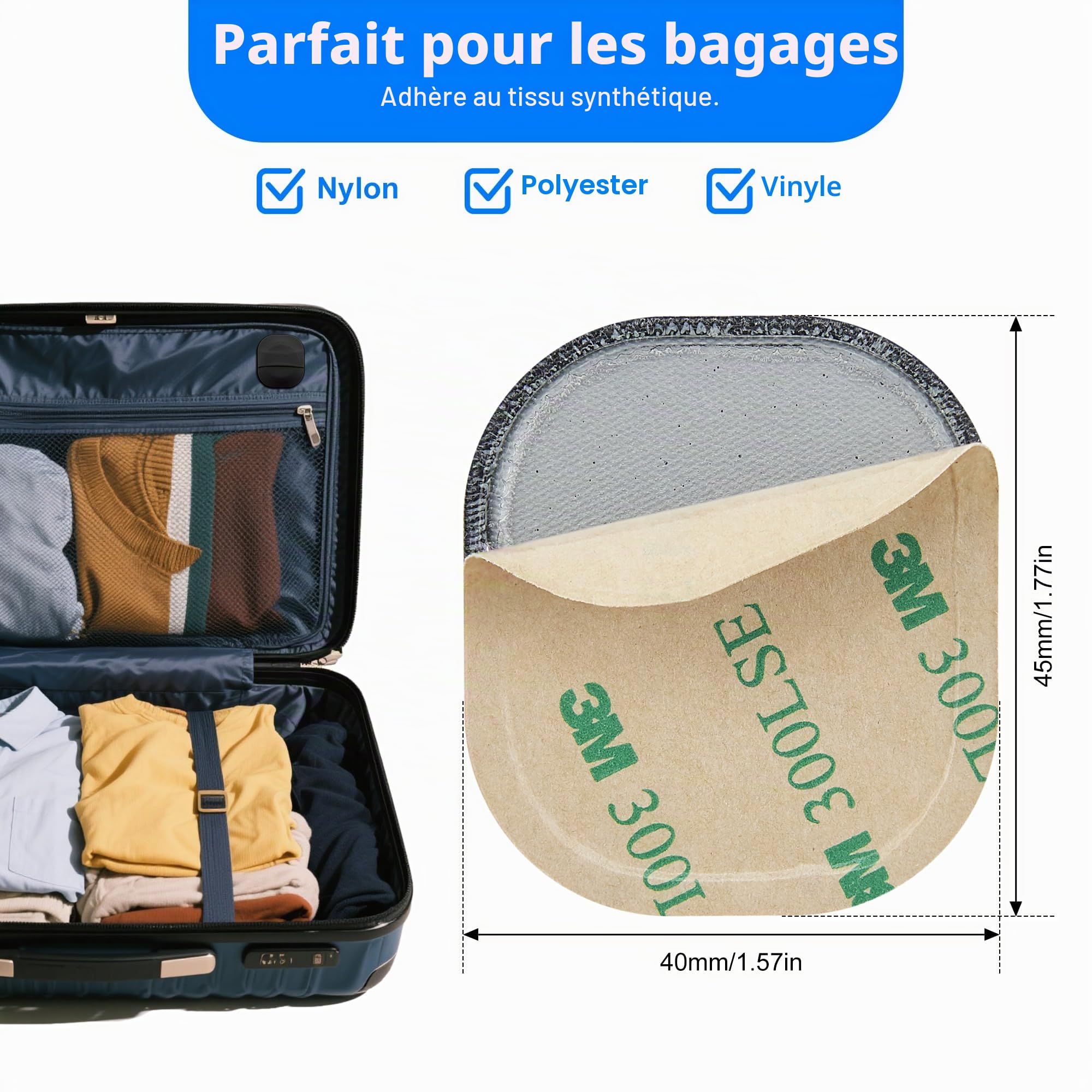 Lot de 2 supports adhésifs AirTag en tissu noir – Image 5