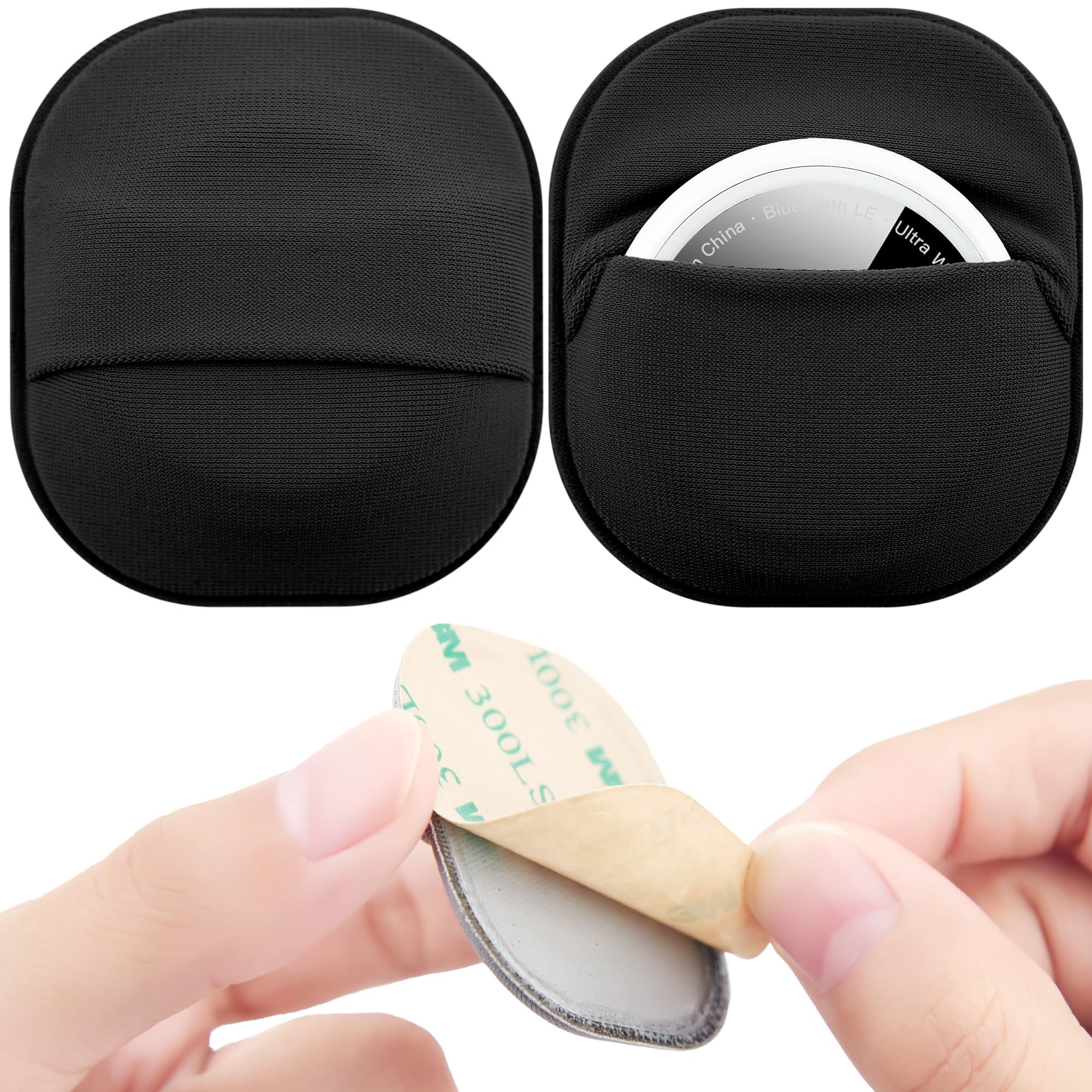 Lot de 2 supports adhésifs AirTag en tissu noir