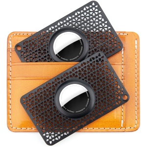 Lot de 2 étuis portefeuille ultra fins pour AirTag - 0,3 cm d'épaisseur - Noir