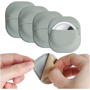 Lot de 4 supports adhésifs AirTag en tissu gris pour voiture, vélo, drone, ski, valise