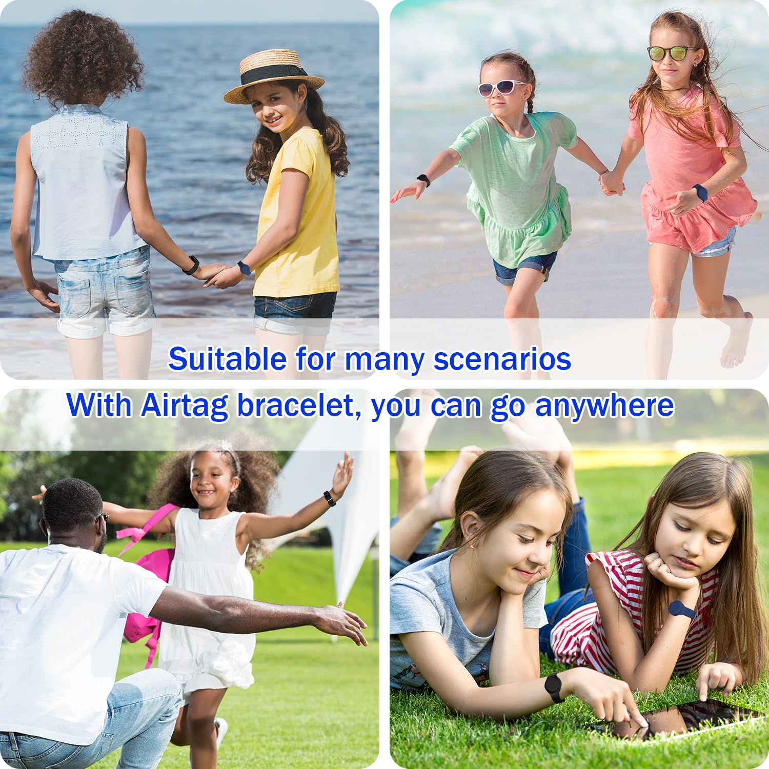 Lot de 2 Bracelets étanches pour Enfants AirTag Silicone Souple Bleu Nuit/Noir – Image 7