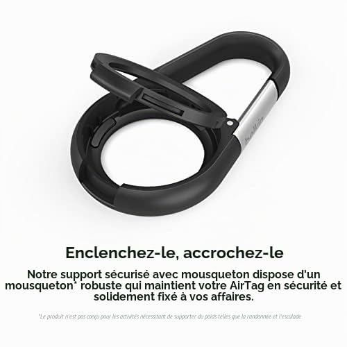 Anneau de protection AirTag avec mousqueton Belkin résistant aux rayures noir – Image 3