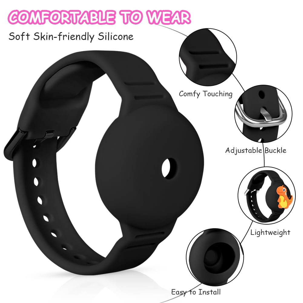 Bracelet AirTag enfant étanche silicone AXFEE motif noir – Image 3