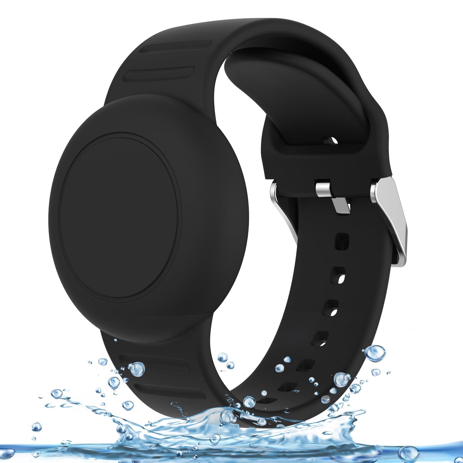 Étui de protection AirTag en silicone souple pour enfants, étanche et confortable, noir