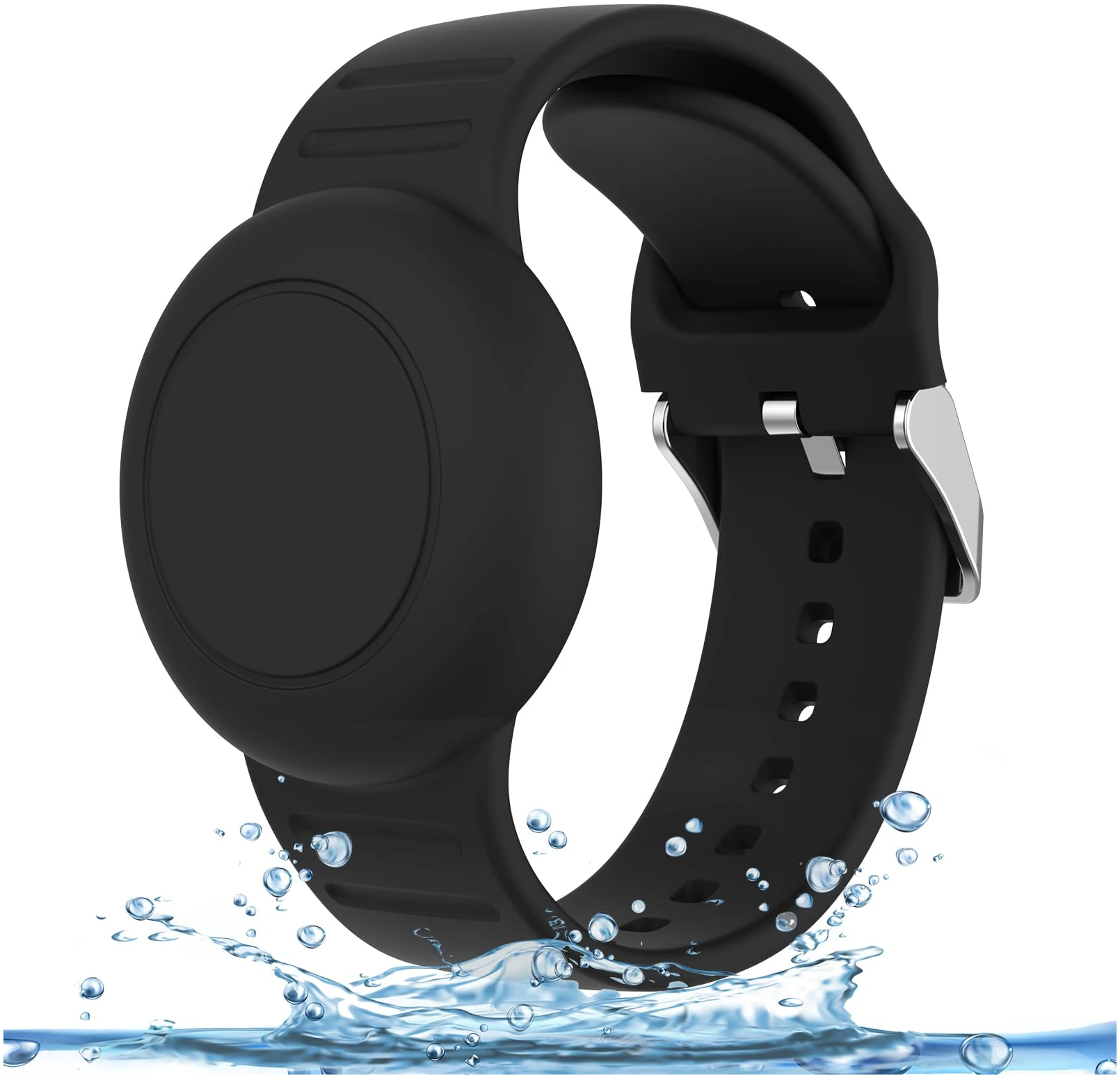 Étui de protection AirTag en silicone souple pour enfants, étanche et confortable, noir