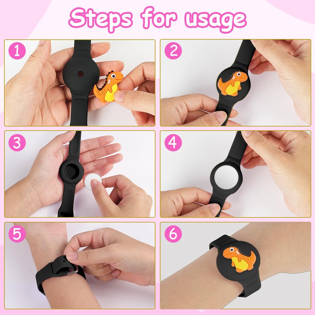 Bracelet AirTag enfant étanche silicone AXFEE motif noir – Image 6