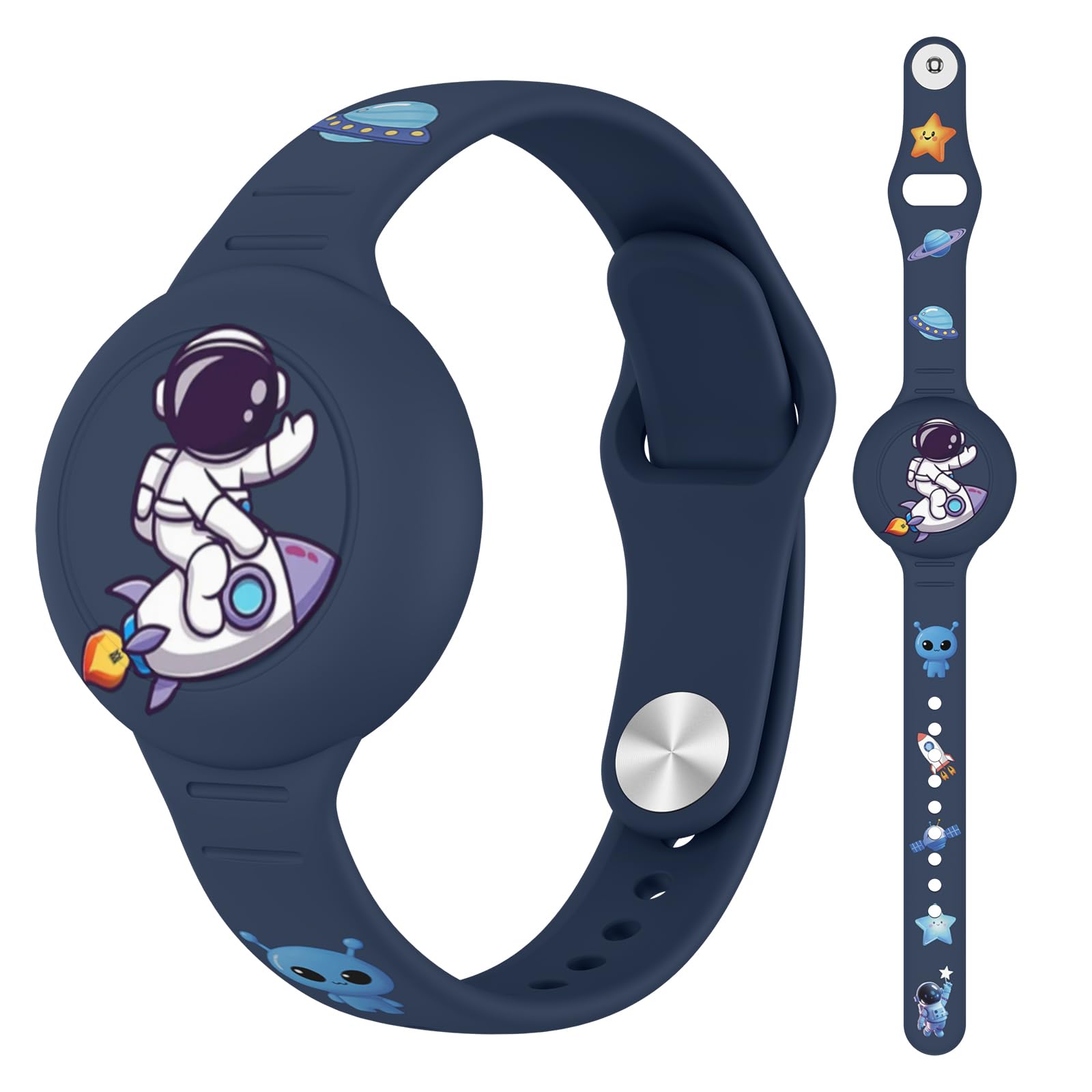 Bracelet étanche AirTag enfant coque silicone réglable astronaute bleu – Image 2