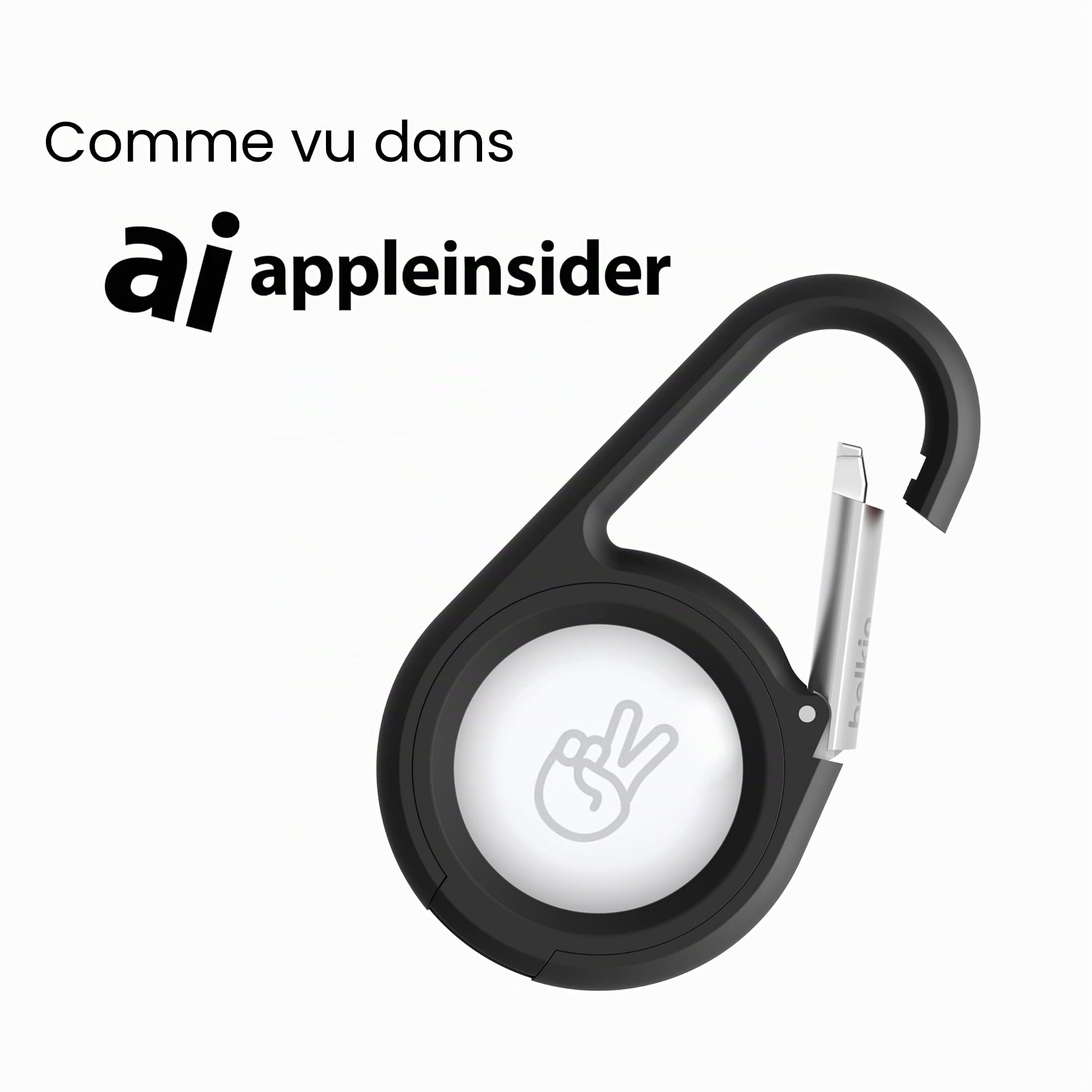 Anneau de protection AirTag avec mousqueton Belkin résistant aux rayures noir – Image 2
