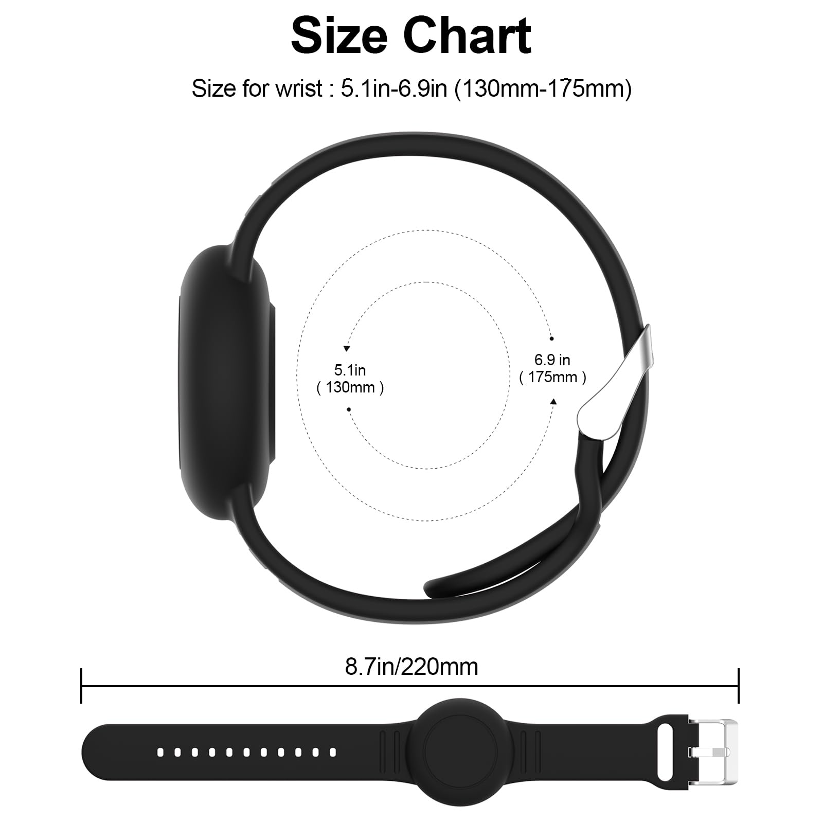 Étui de protection AirTag en silicone souple pour enfants, étanche et confortable, noir – Image 2