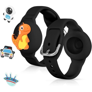 Bracelet AirTag enfant étanche silicone AXFEE motif noir