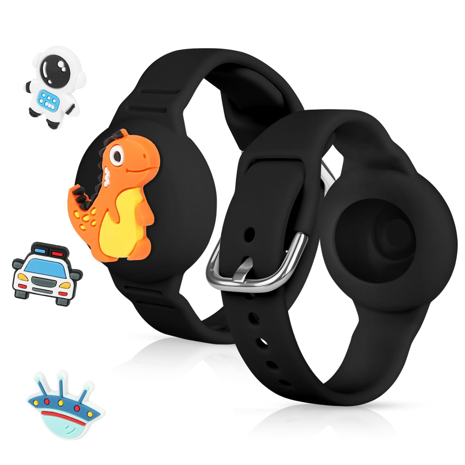 Bracelet AirTag enfant étanche silicone AXFEE motif noir
