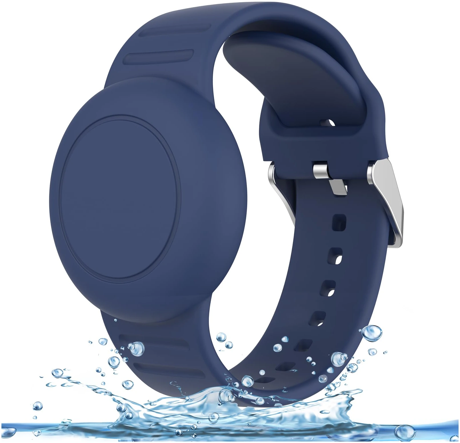 Étui de protection AirTag en silicone souple pour enfants, bleu nuit