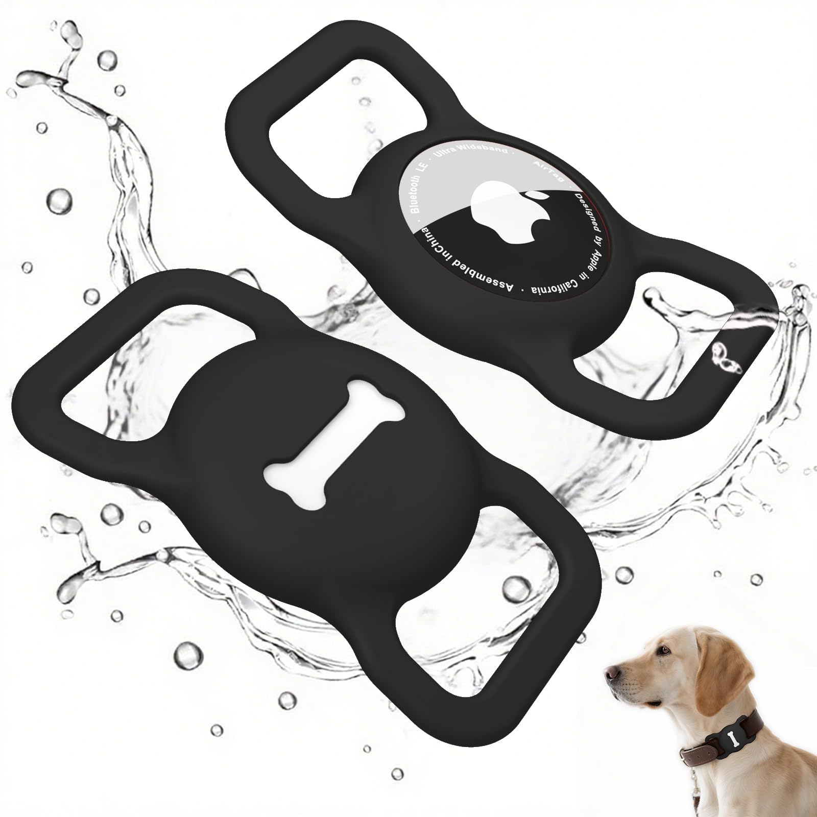 Collier AirTag pour chien en silicone Vancle, étui de protection noir – Image 2