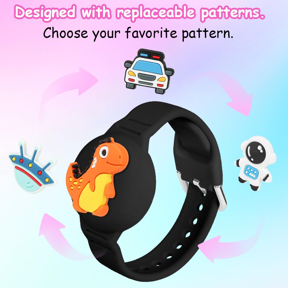 Bracelet AirTag enfant étanche silicone AXFEE motif noir – Image 4