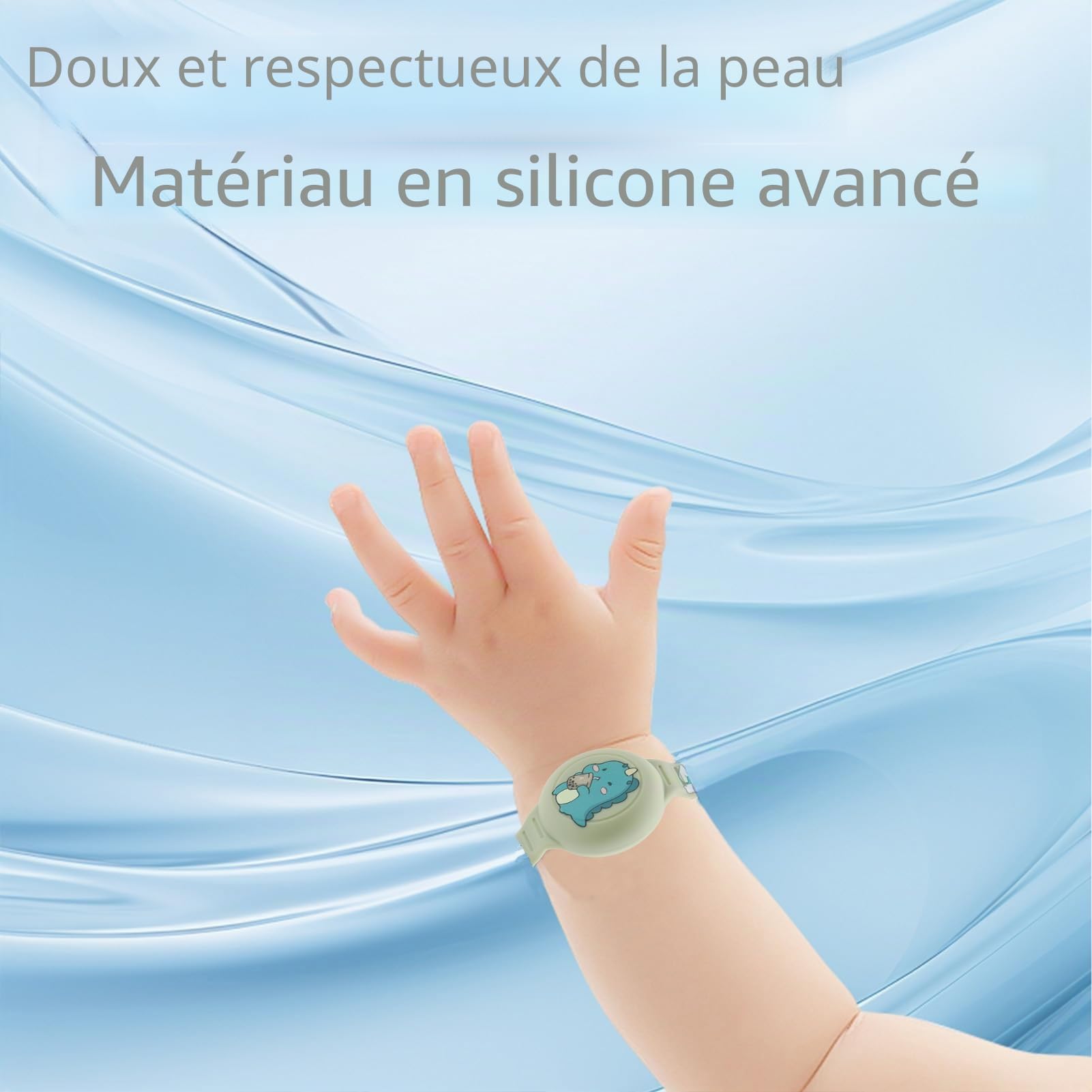 Bracelet AirTag Enfant Étanche Anti-Rayures Bleu Requin Vert Dinosaure – Image 5