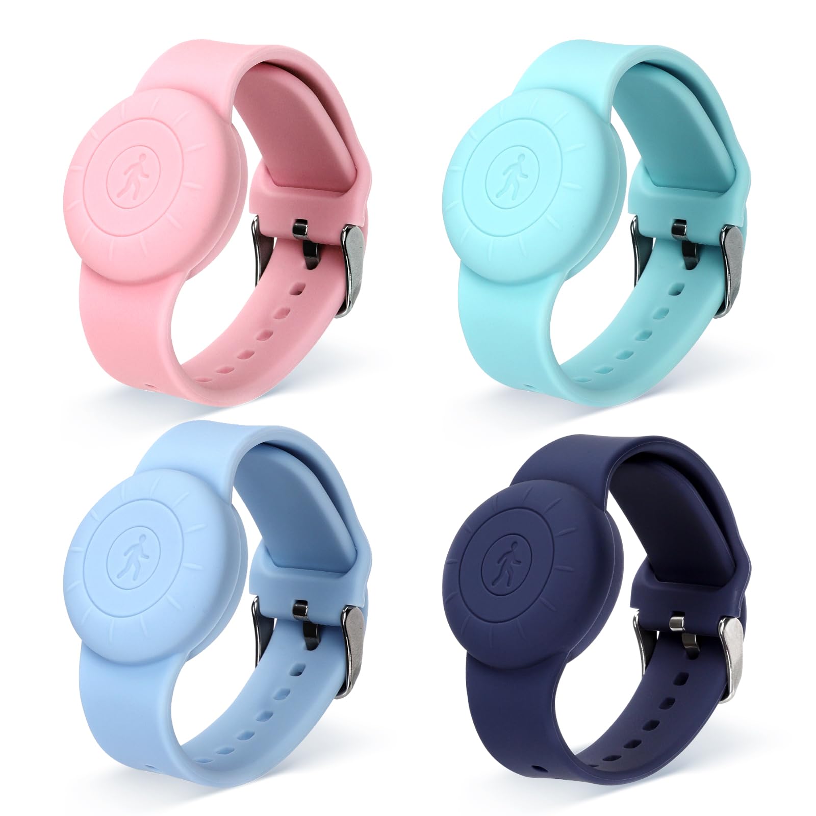 Bracelet Enfant AirTag en Silicone Souple Étanche Réglable Lot de 4 Couleurs