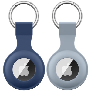Étui AirTag Oumida 2 Pièces Coque Protection avec Porte Clés Bleu Marine+Bleu Gris