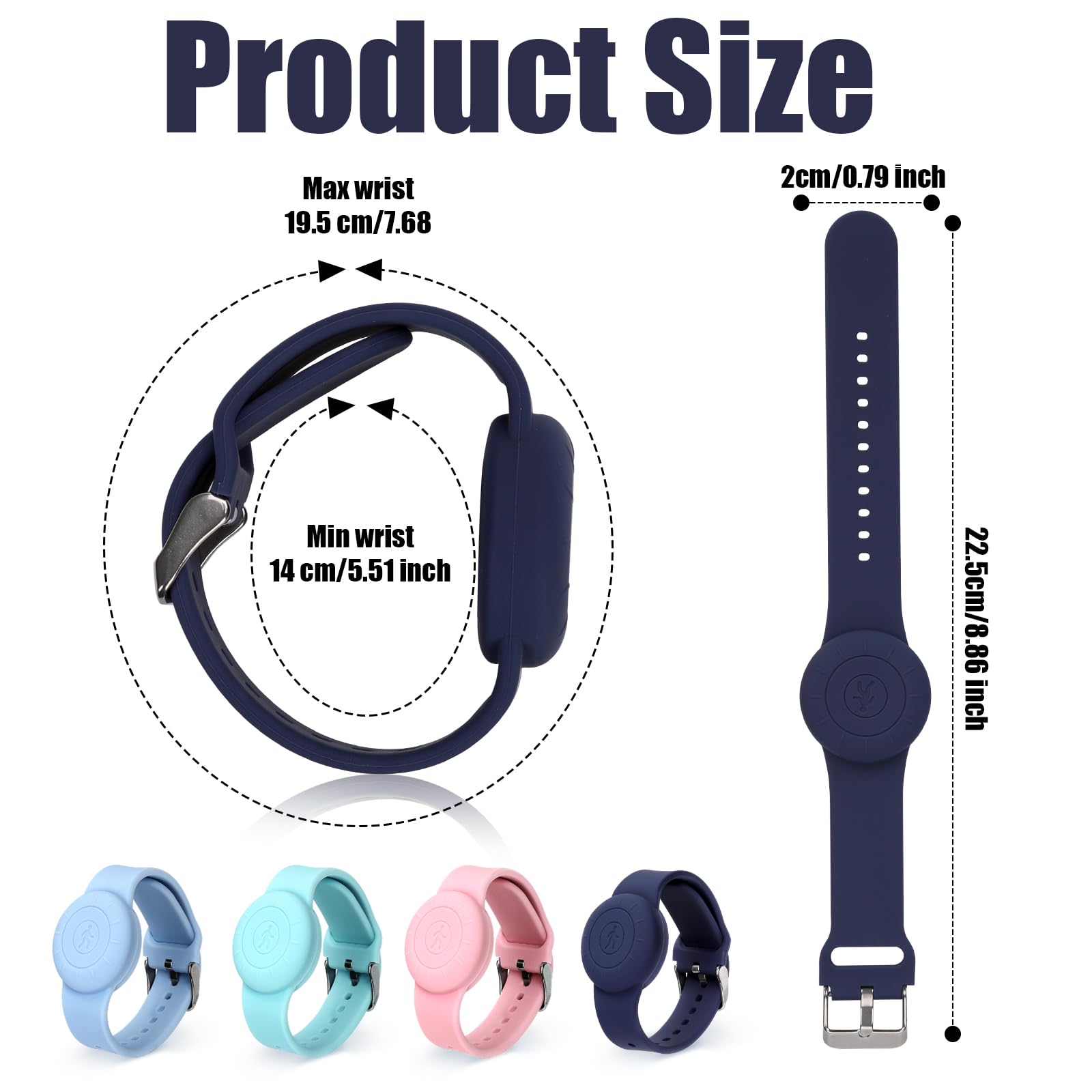 Bracelet Enfant AirTag en Silicone Souple Étanche Réglable Lot de 4 Couleurs – Image 2