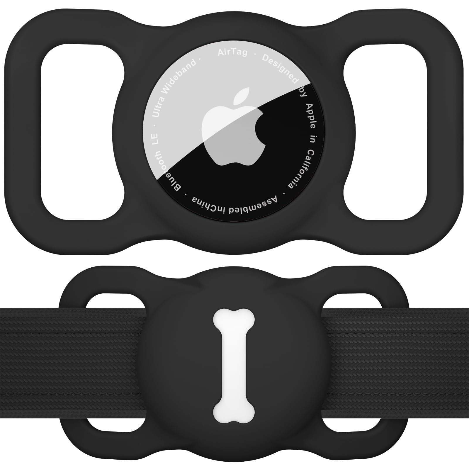 Collier AirTag pour chien en silicone Vancle, étui de protection noir