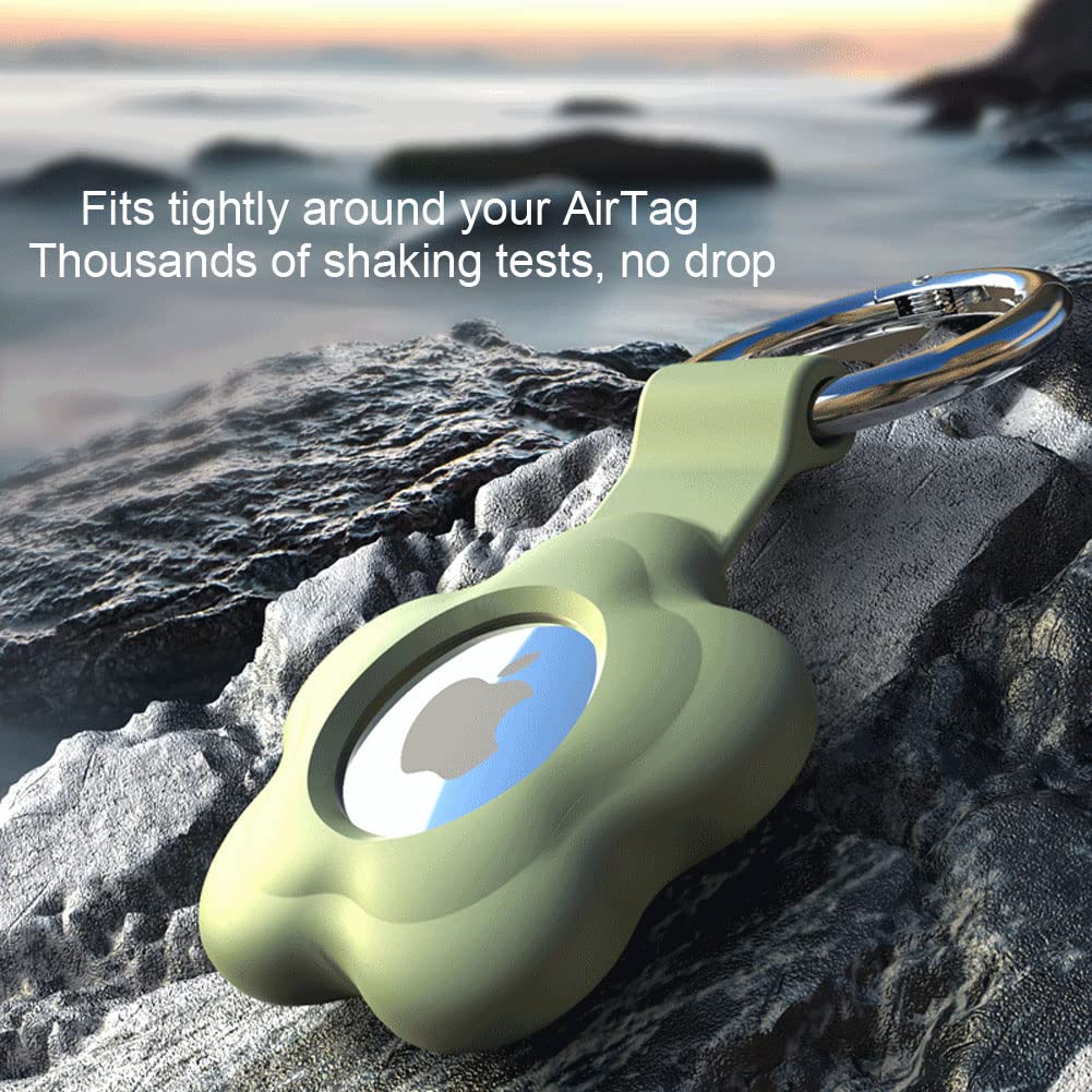 Lot de 4 étuis de protection en fleur silicone pour AirTag avec porte-clés – Image 2