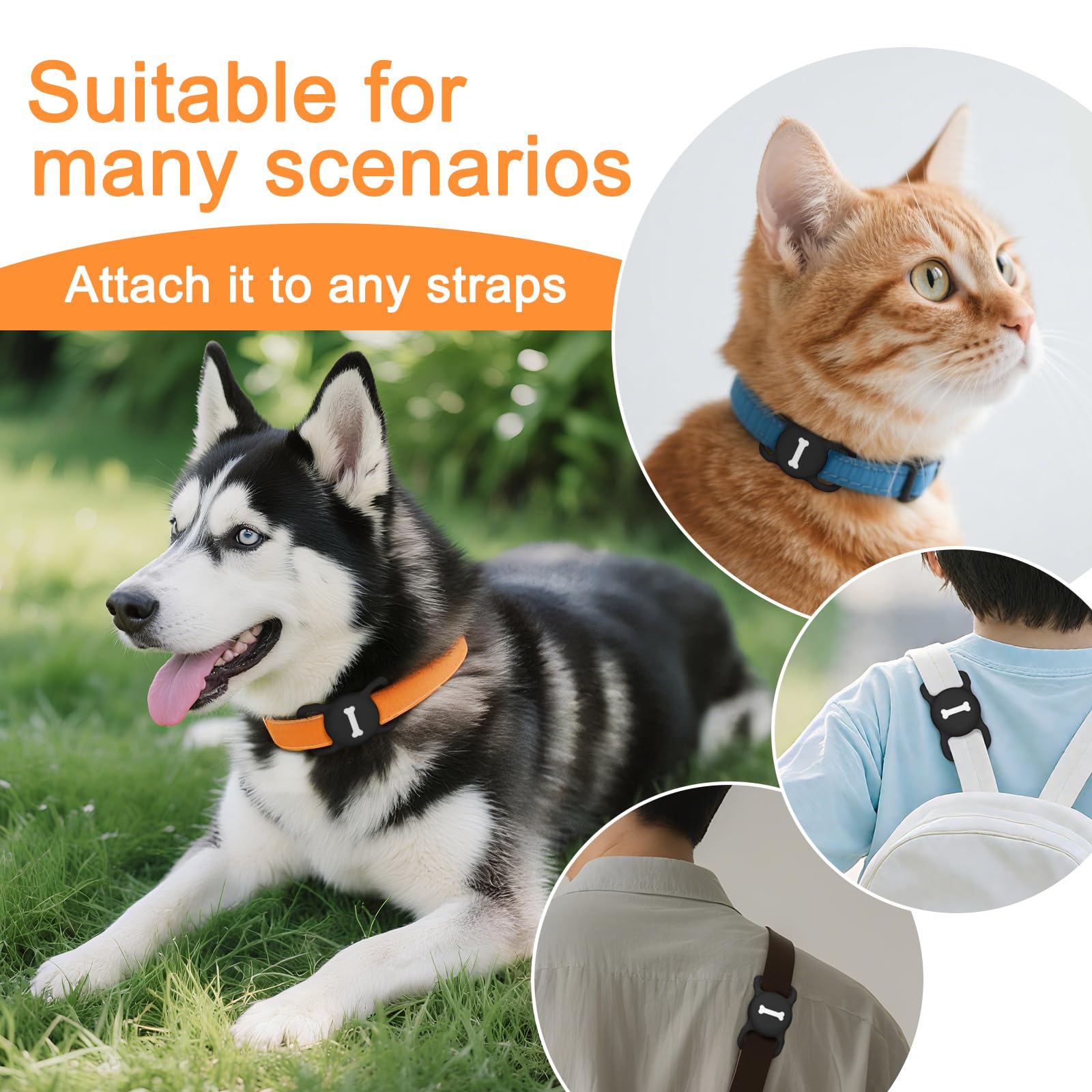 Collier AirTag pour chien en silicone Vancle, étui de protection noir – Image 7