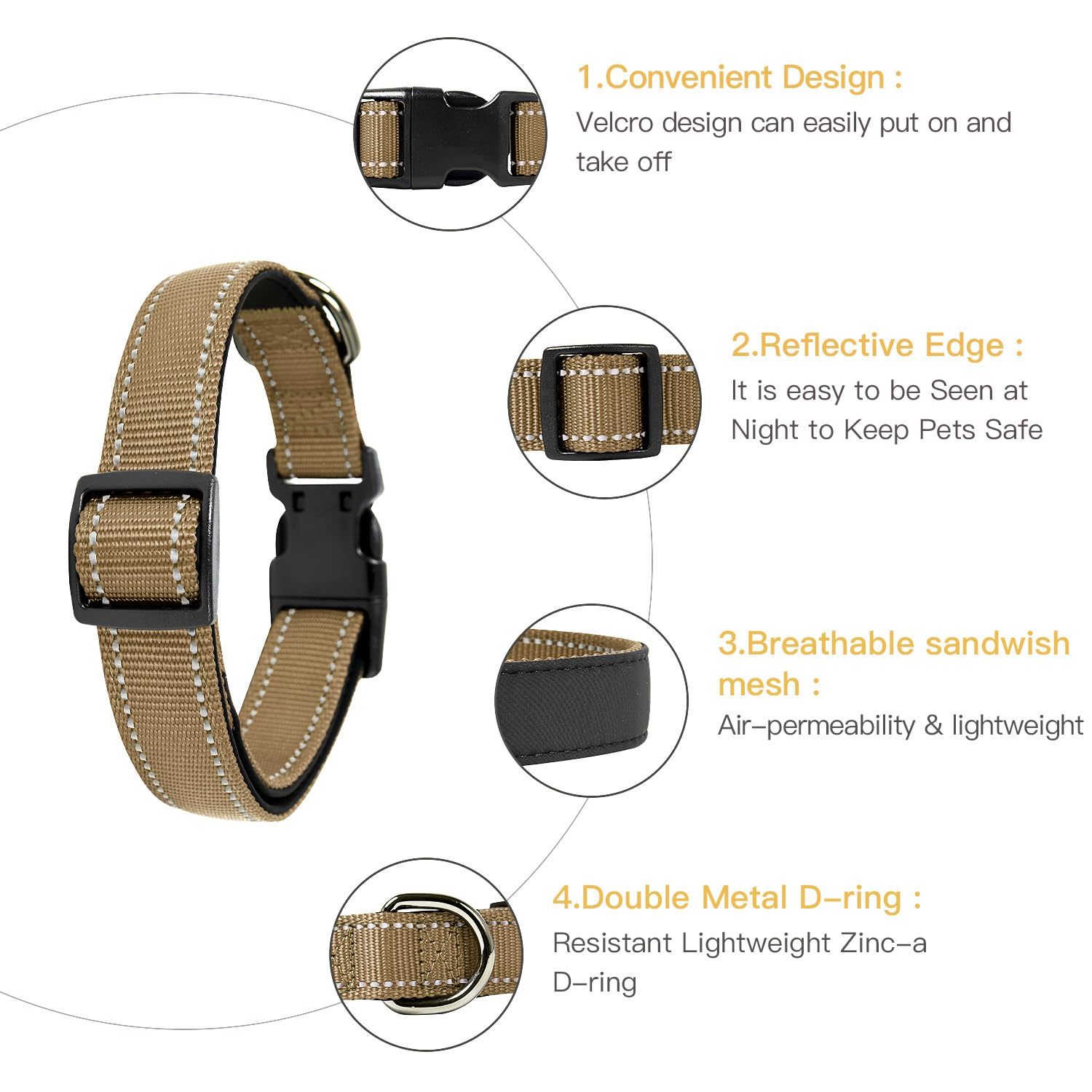 Collier AirTag réfléchissant pour chien HEELE en néoprène doux, taille S – Image 3