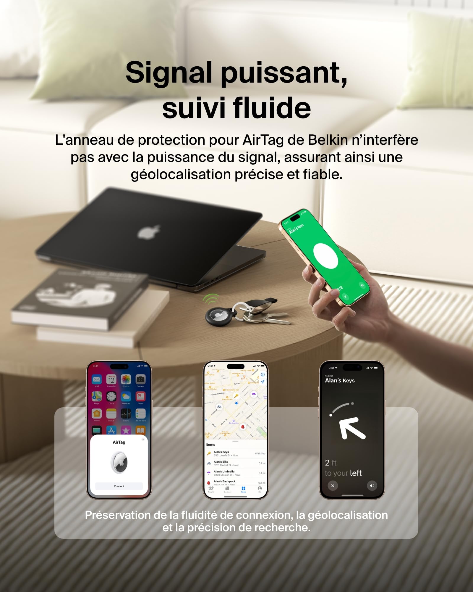Étui AirTag Belkin anneau de protection métal noir – Image 6