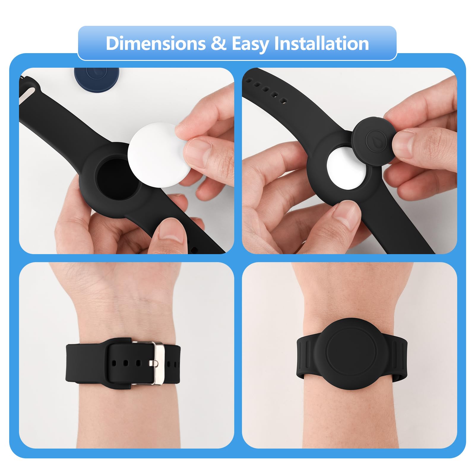 Étui de protection AirTag en silicone souple pour enfants, étanche et confortable, noir – Image 3