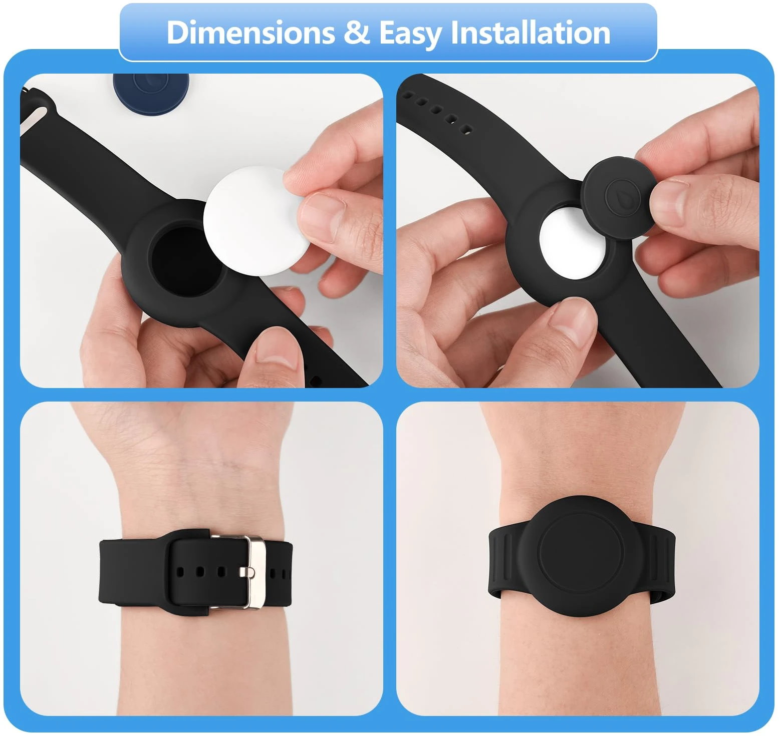 Étui de protection AirTag en silicone souple pour enfants, étanche et confortable, noir – Image 3