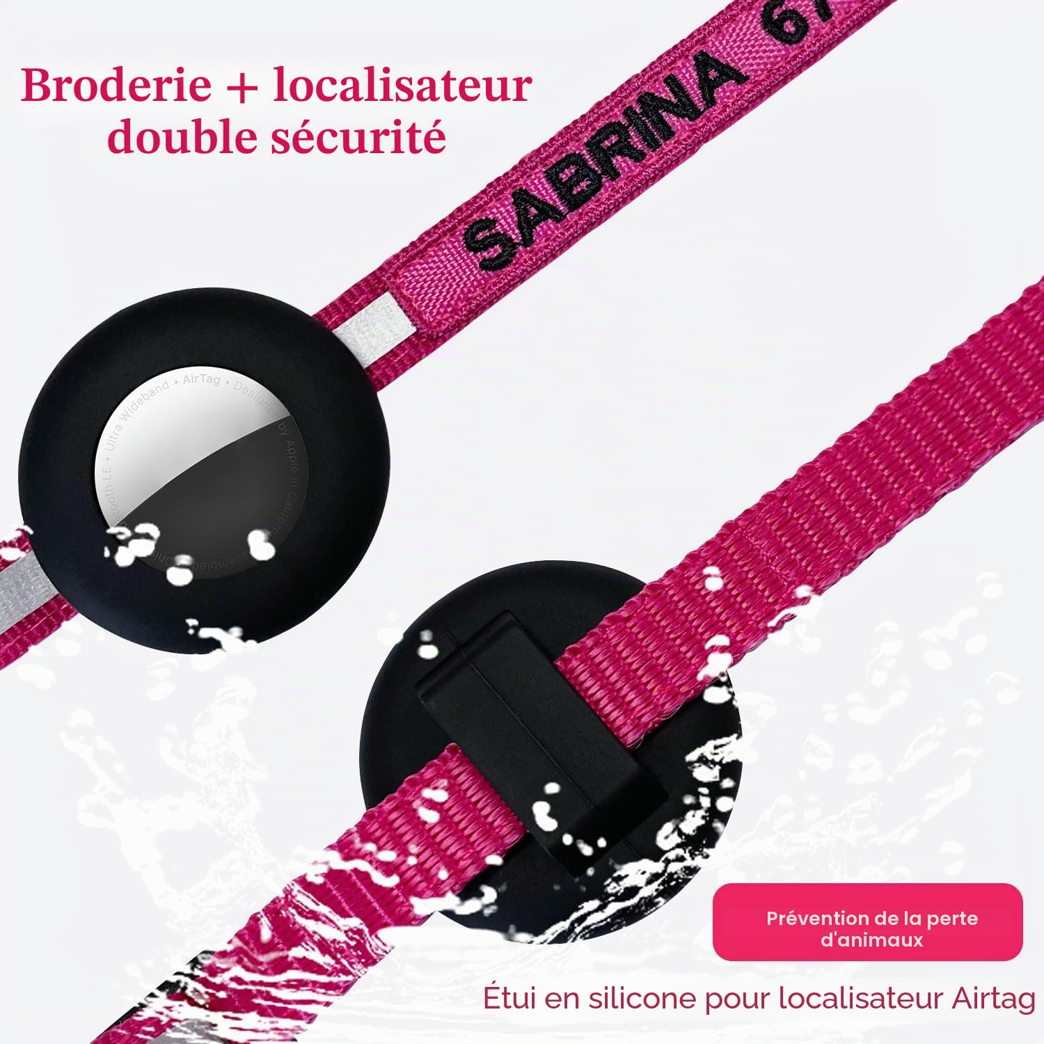 Collier pour chat AirTag personnalisé nylon brodé avec étui étanche et cloche – Image 6