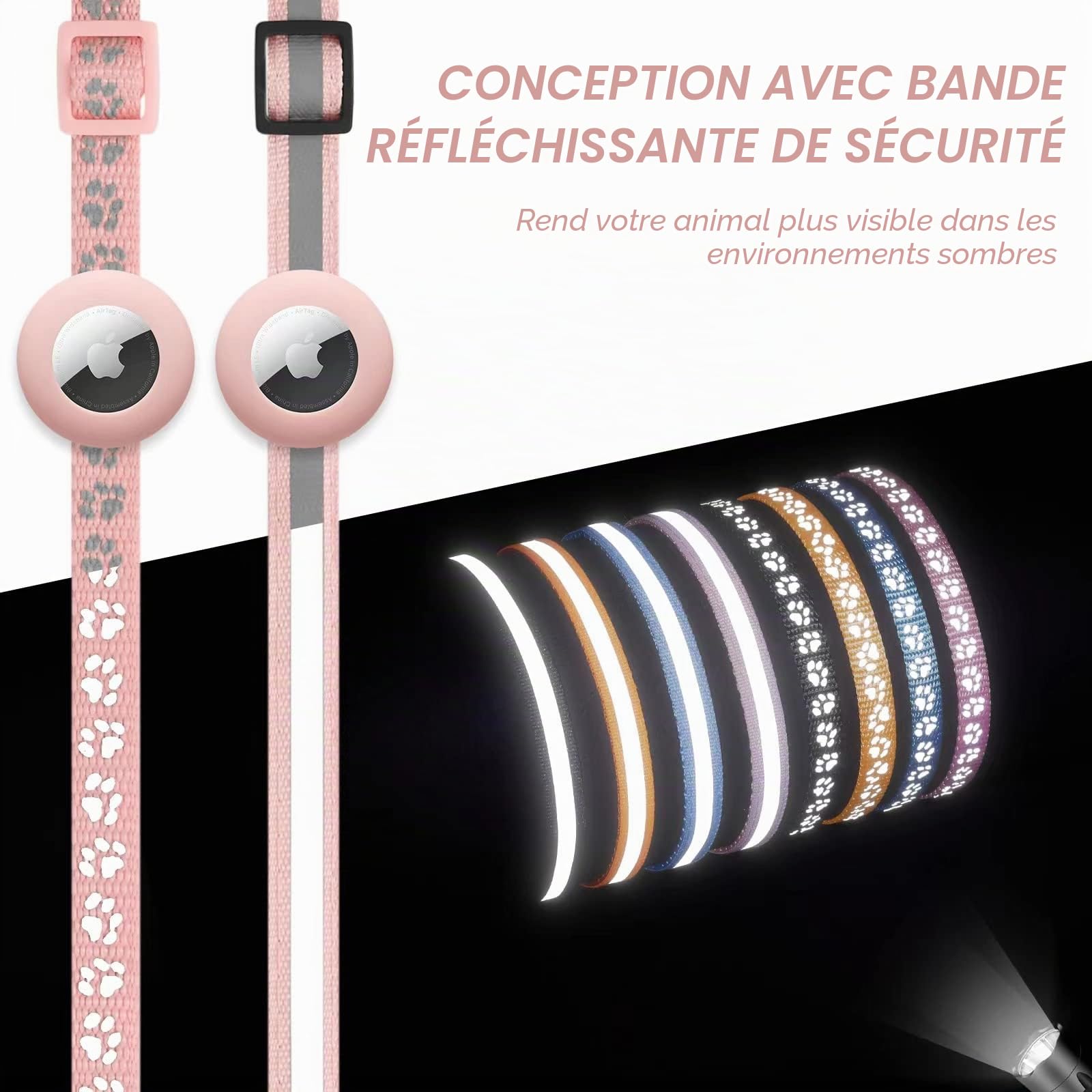 Collier chat AirTag LAFAYI réfléchissant anti-étranglement réglable 2 pack – Image 5