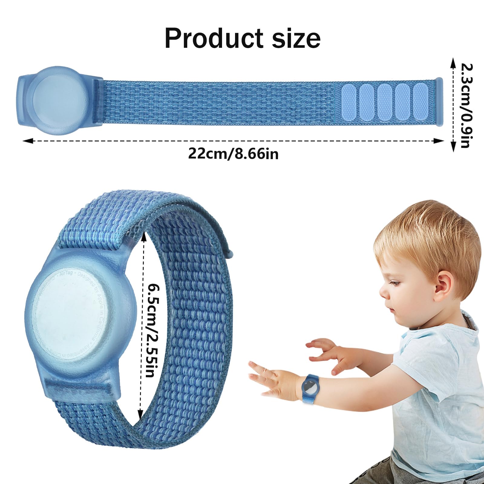 Bracelet enfant AirTag étui protection waterproof GPS bleu – Image 2
