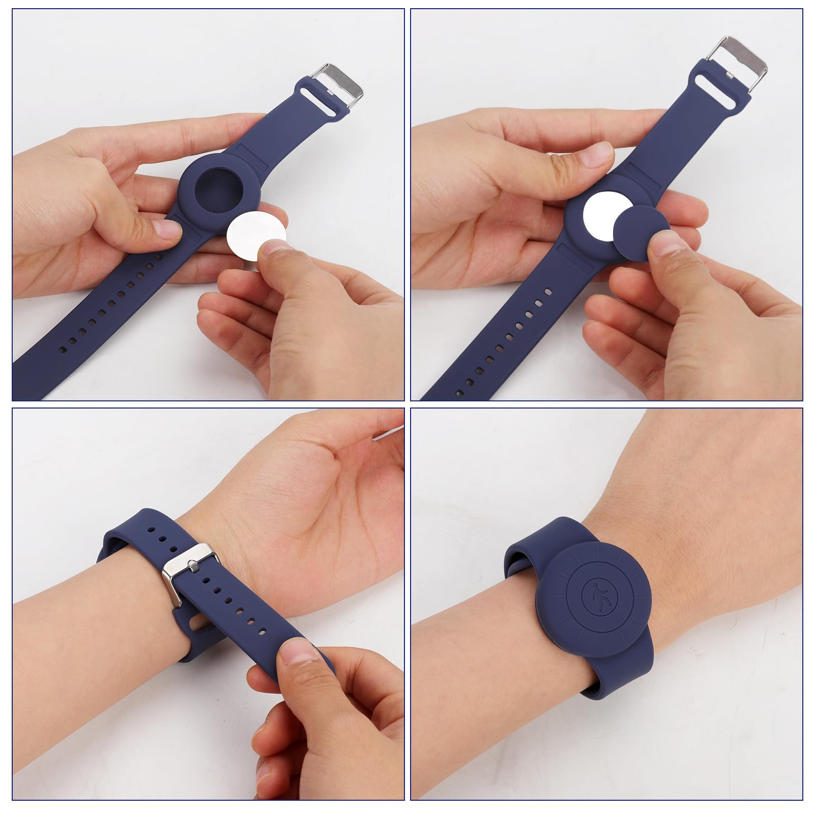 Bracelet Enfant AirTag en Silicone Souple Étanche Réglable Lot de 4 Couleurs – Image 4