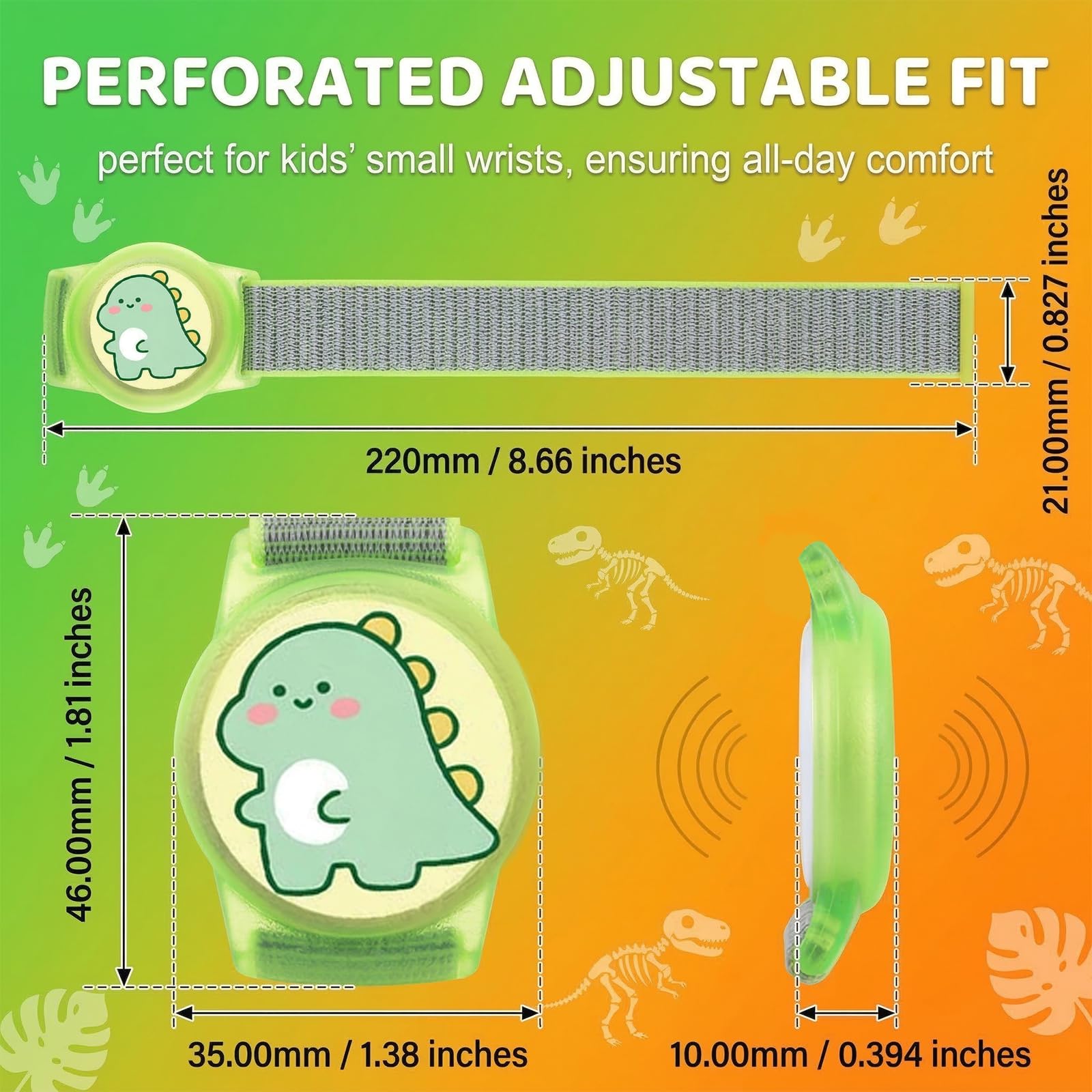 Bracelet AirTag Enfant Motif Dinosaure, Coque Silicone avec Bracelet Nylon Réglable – Image 5