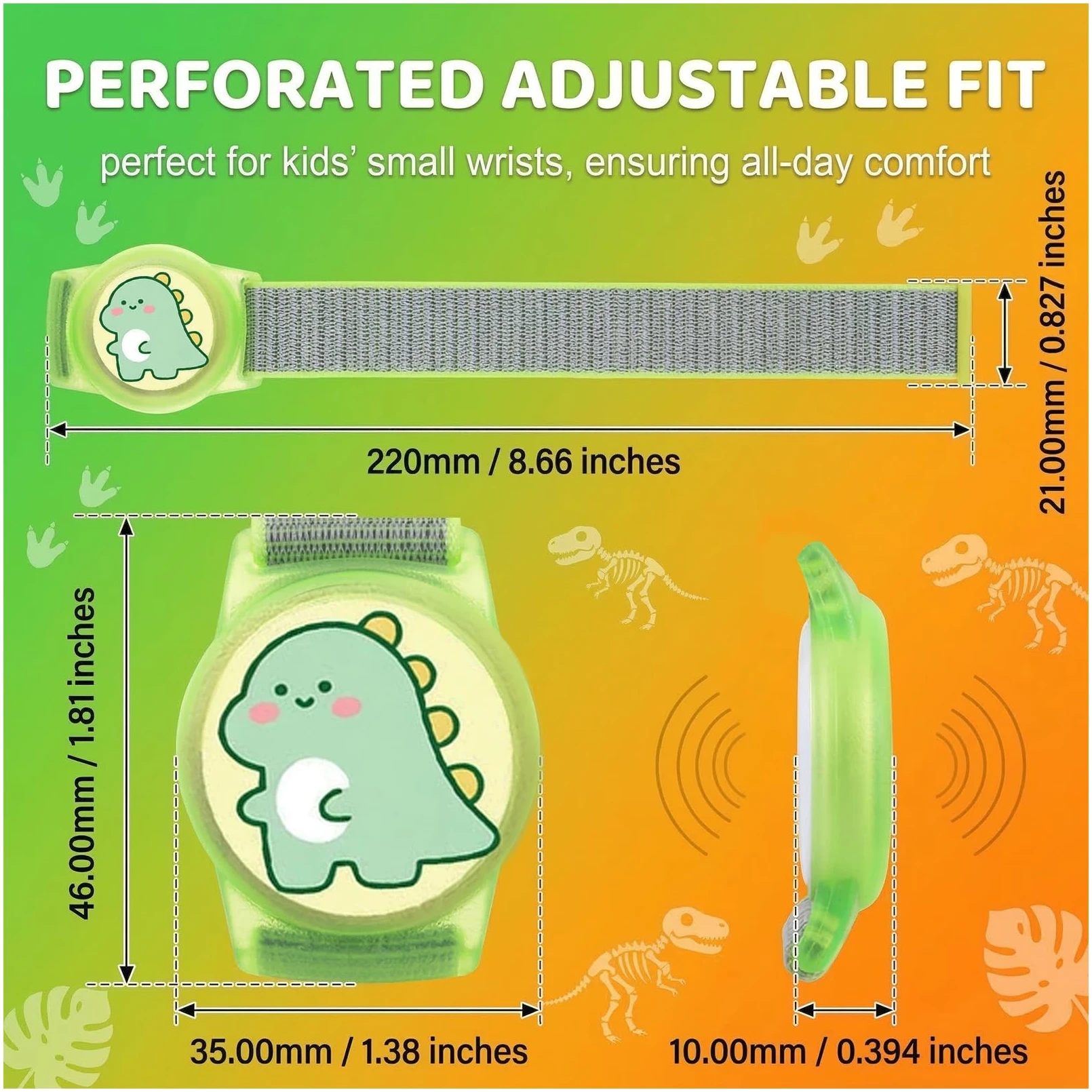 Bracelet AirTag Enfant Motif Dinosaure, Coque Silicone avec Bracelet Nylon Réglable – Image 5