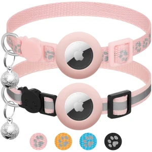 Collier chat AirTag LAFAYI réfléchissant anti-étranglement réglable 2 pack
