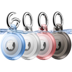 Lot de 4 Coques Étanches AirTag avec Porte-Clés et Collier Animal