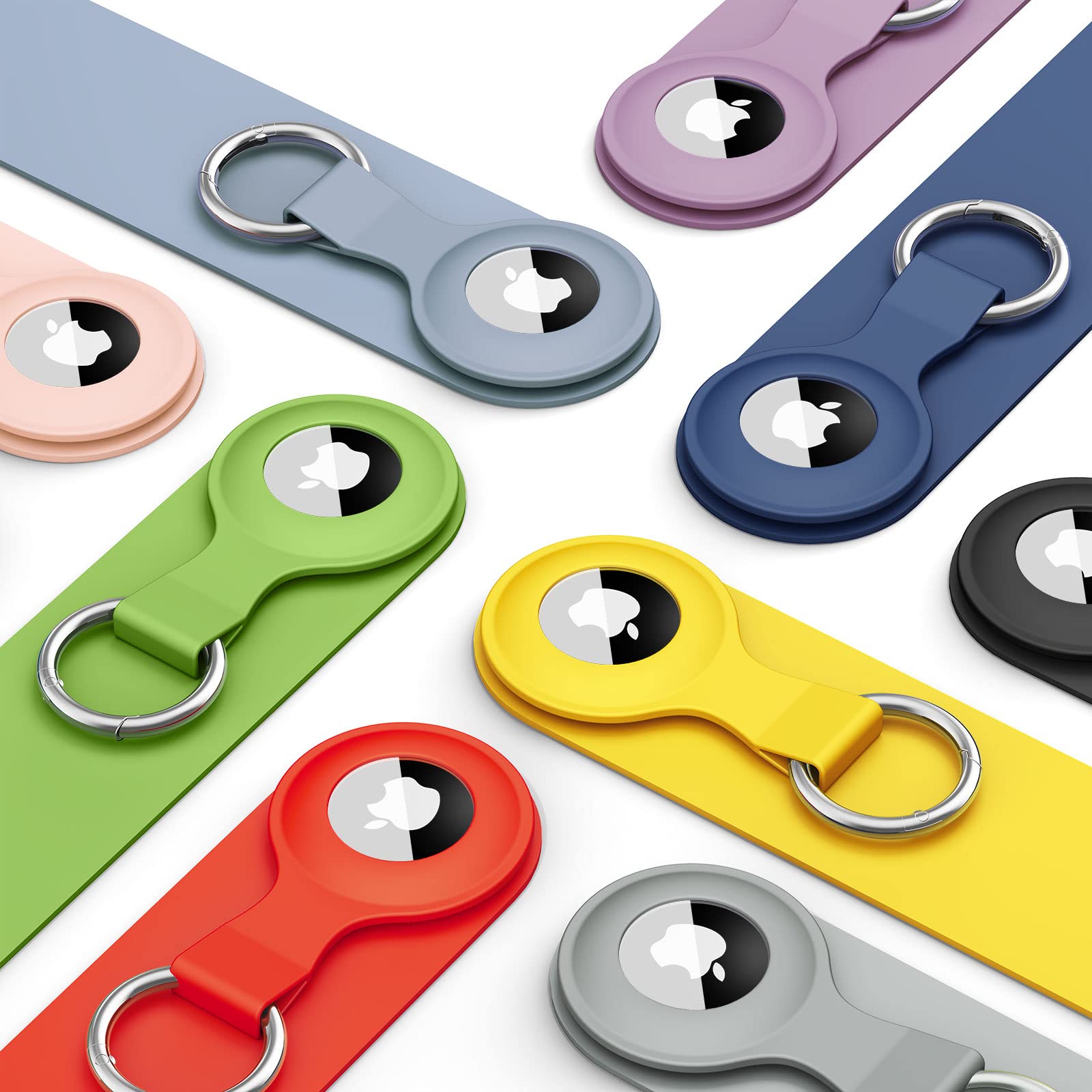 Étui AirTag Oumida 2 Pièces Coque Protection avec Porte Clés Bleu Marine+Bleu Gris – Image 6