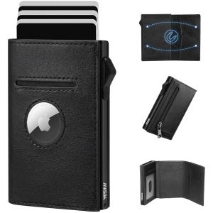 Portefeuille Homme AirTag Compatible Cuir RFID Pop-Up Noir