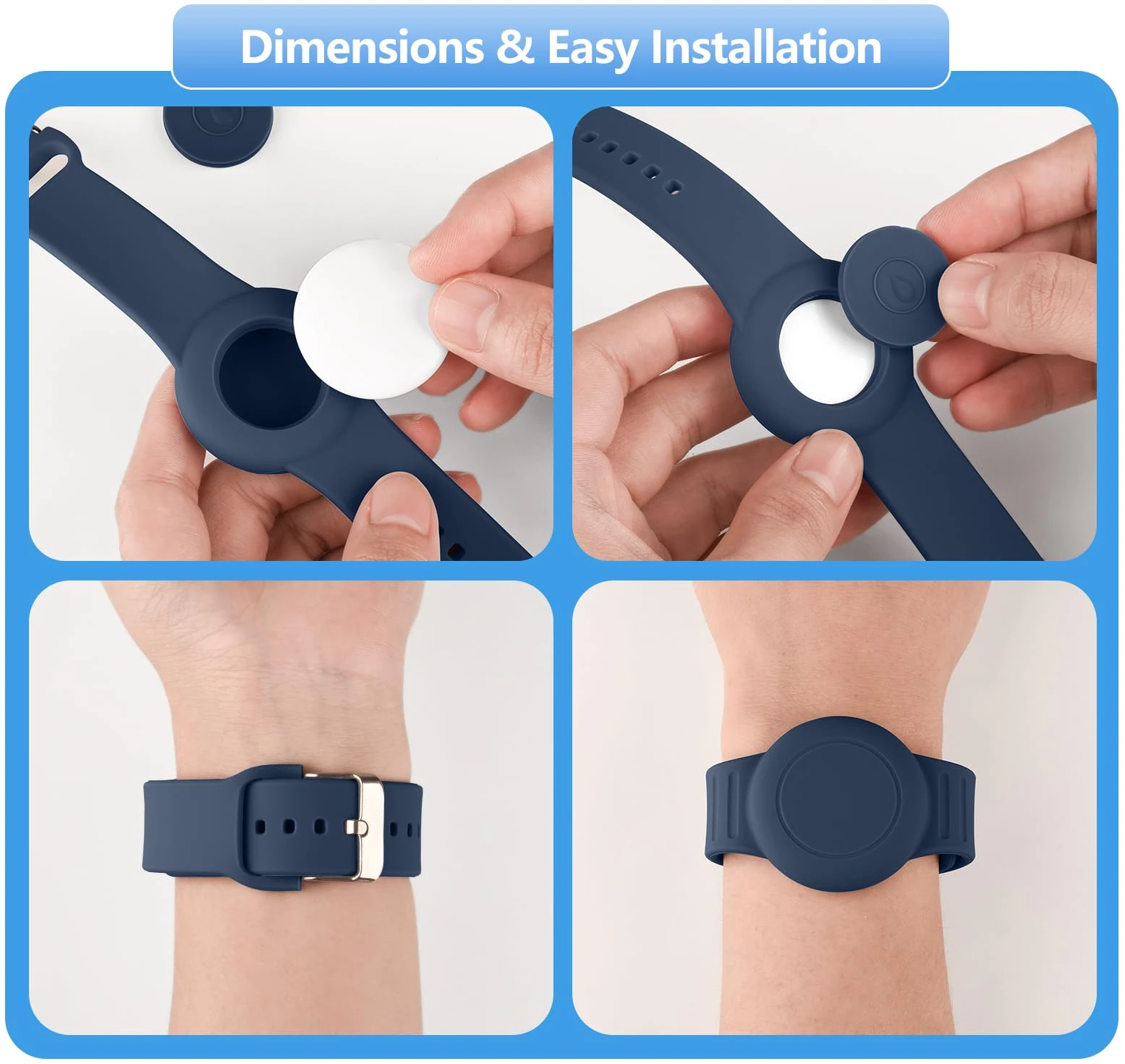 Étui de protection AirTag en silicone souple pour enfants, bleu nuit – Image 3