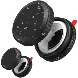 Coque AirTag étanche IPX8 avec adhésif 3M, support autocollant pour vélo, télécommande TV, drone, portefeuille (Noir)