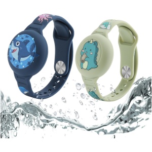 Bracelet AirTag Enfant Étanche Anti-Rayures Bleu Requin Vert Dinosaure