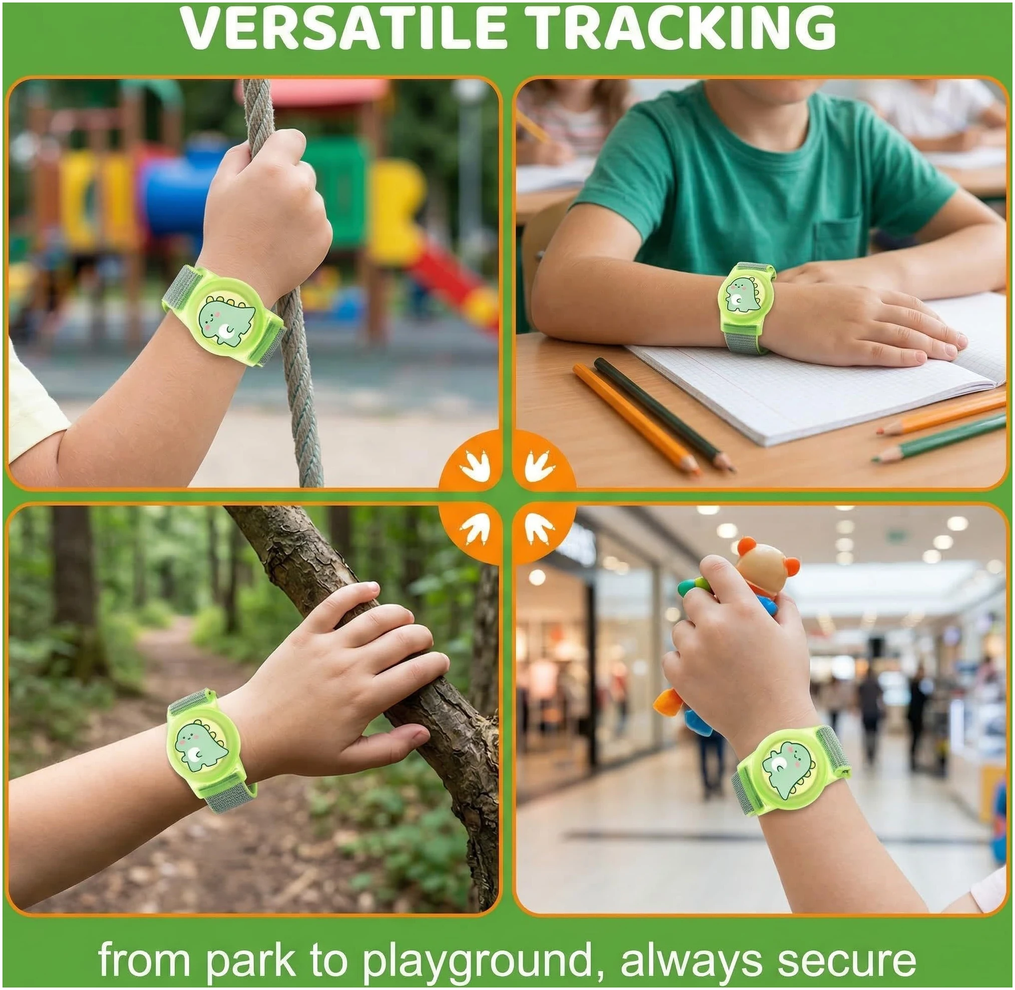 Bracelet AirTag Enfant Motif Dinosaure, Coque Silicone avec Bracelet Nylon Réglable – Image 4