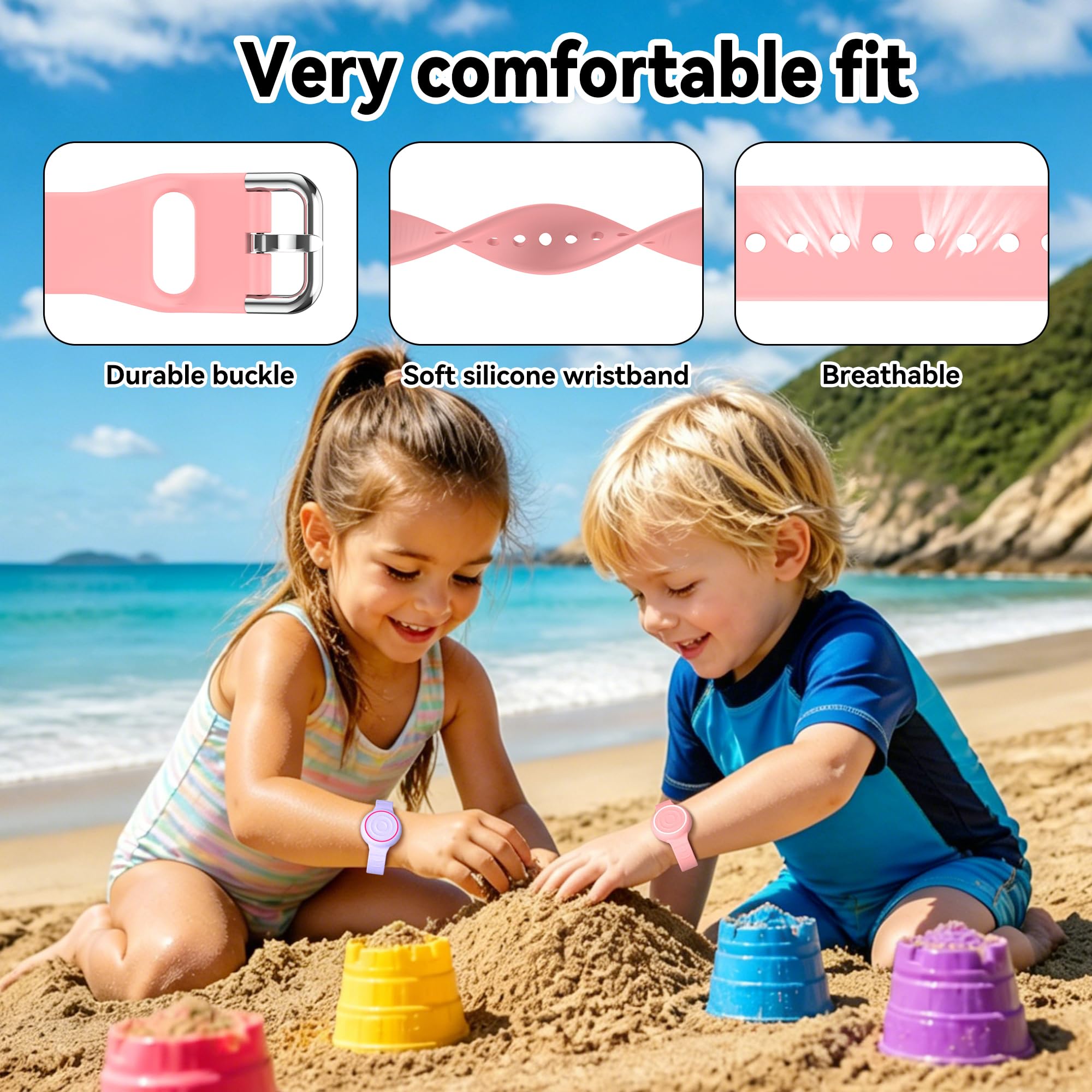 Lot de 2 Bracelets étanches AirTag en Silicone pour Enfants avec Support Caché – Image 4