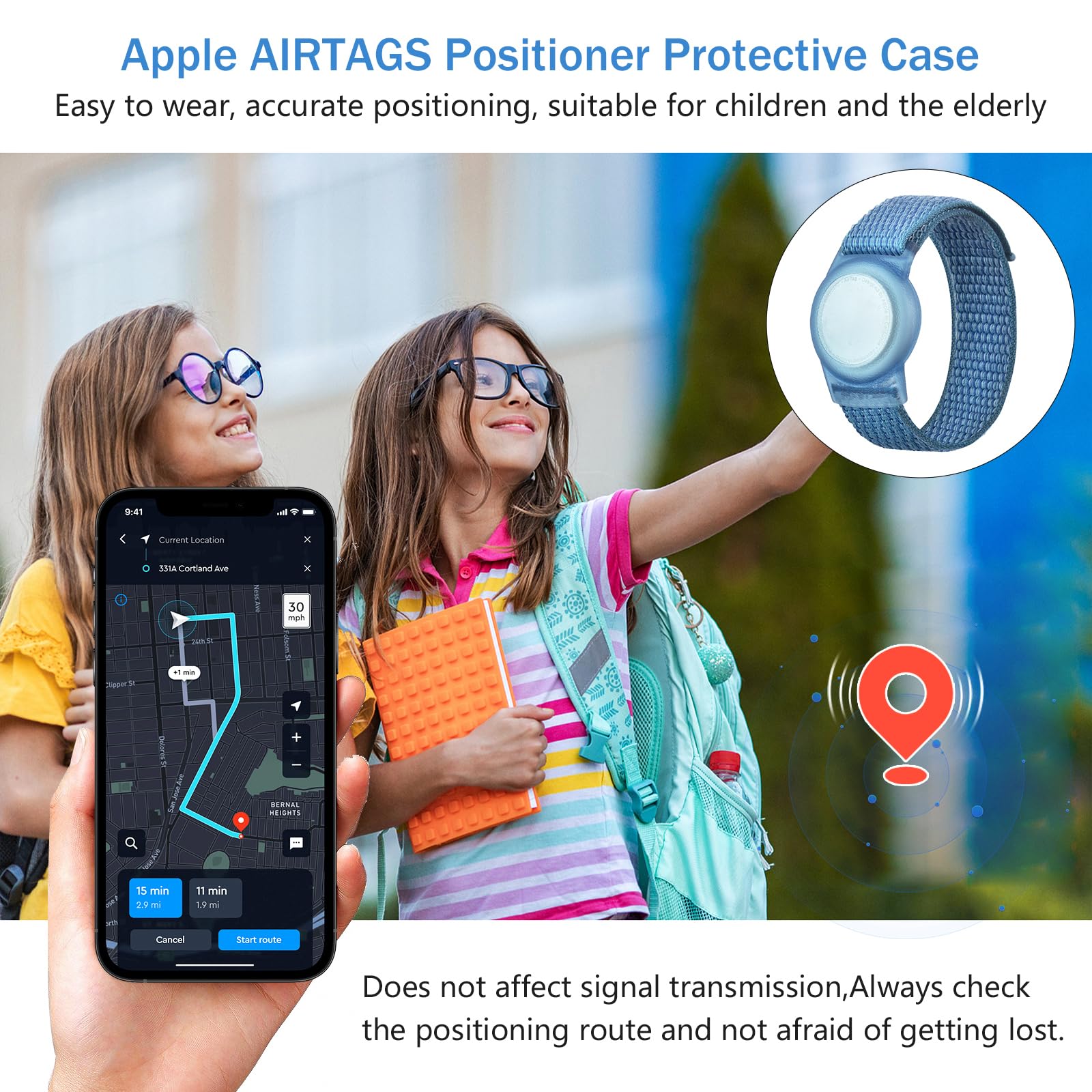 Bracelet enfant AirTag étui protection waterproof GPS bleu – Image 4