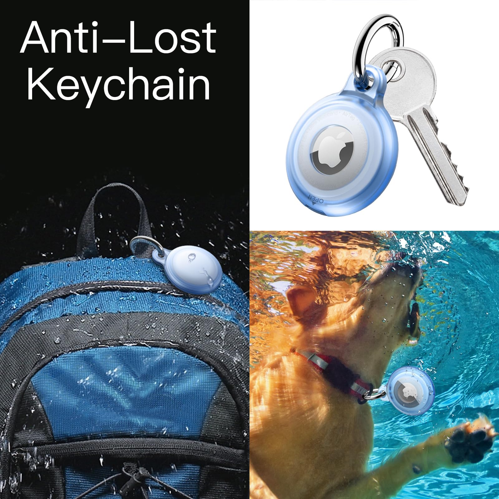 Lot de 4 Coques Étanches AirTag avec Porte-Clés et Collier Animal – Image 4